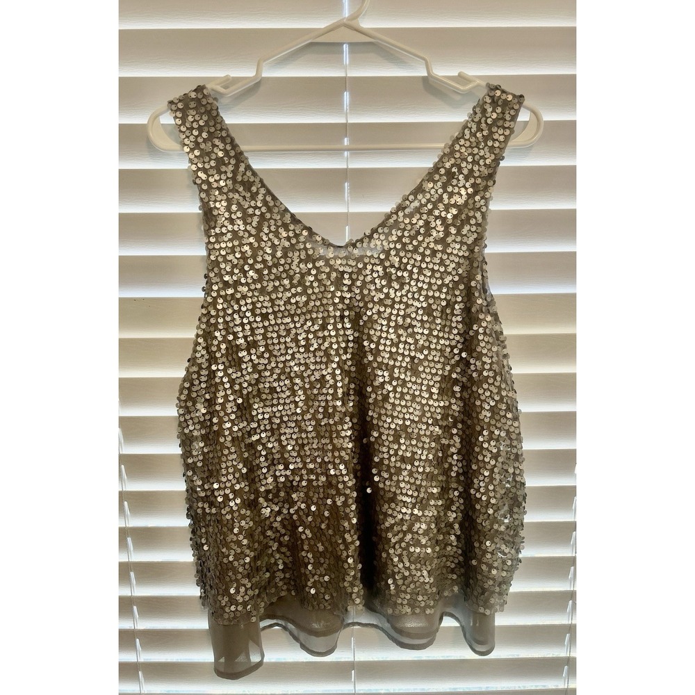 Love On A Hanger Silver Sequin Tank Holiday Or Dressy Shirt Table Women's Size S